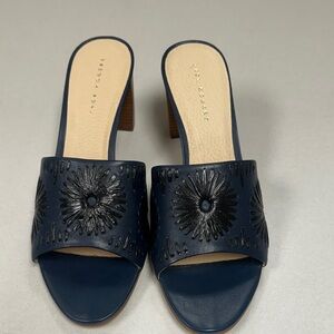 Jack Rogers Susie Sandal Midnight Black (Navy) Slide Heel 11 M Sandal NWB